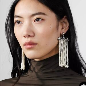 ZARA RHINESTONE PEARL WATERFALL EARRINGS